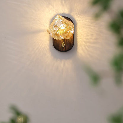 Japanese Cube Texture Glass Shade 1-Light Wall Sconce Lamp