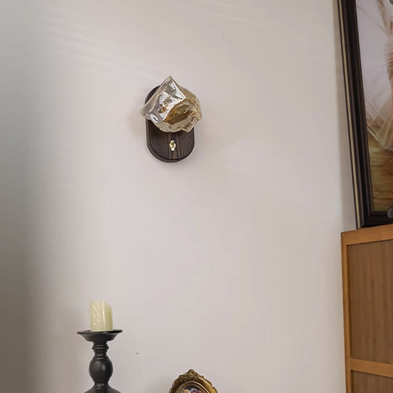 Japanese Cube Texture Glass Shade 1-Light Wall Sconce Lamp