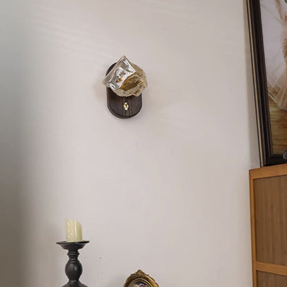Japanese Cube Texture Glass Shade 1-Light Wall Sconce Lamp