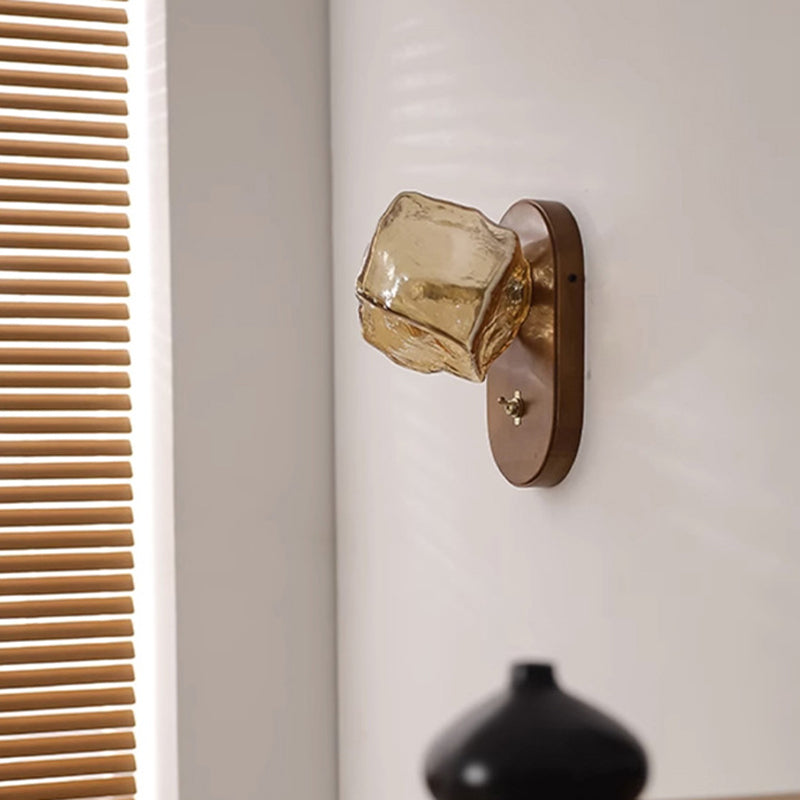 Japanese Cube Texture Glass Shade 1-Light Wall Sconce Lamp