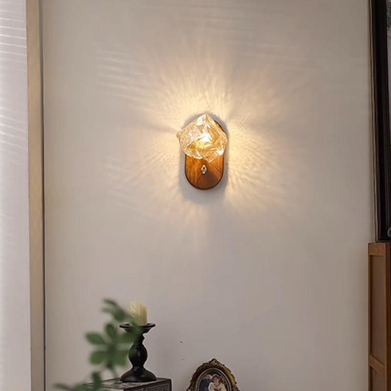 Japanese Cube Texture Glass Shade 1-Light Wall Sconce Lamp