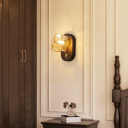 Japanese Cube Texture Glass Shade 1-Light Wall Sconce Lamp