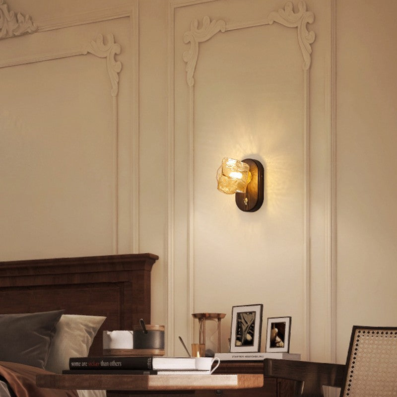 Japanese Cube Texture Glass Shade 1-Light Wall Sconce Lamp