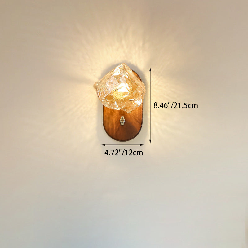 Japanese Cube Texture Glass Shade 1-Light Wall Sconce Lamp