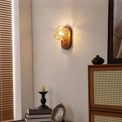 Japanese Cube Texture Glass Shade 1-Light Wall Sconce Lamp