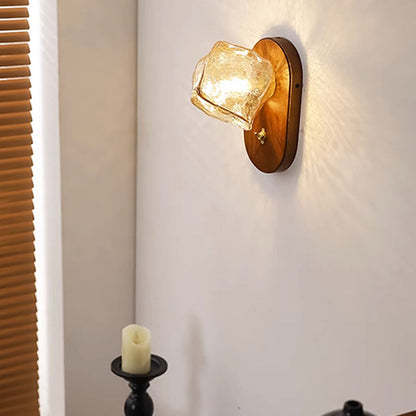 Japanese Cube Texture Glass Shade 1-Light Wall Sconce Lamp