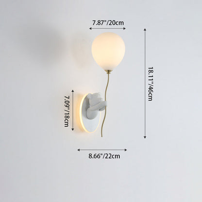 Resin Cartoon Bear Glass Balloon Shade LED Wall Sconce Lamp