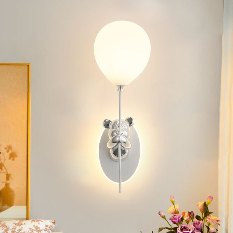 Resin Cartoon Bear Glass Balloon Shade LED Wall Sconce Lamp