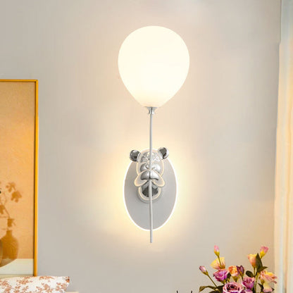 Resin Cartoon Bear Glass Balloon Shade LED Wall Sconce Lamp