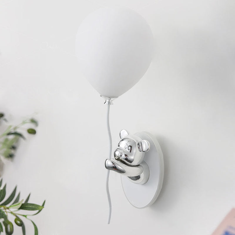 Resin Cartoon Bear Glass Balloon Shade LED Wall Sconce Lamp