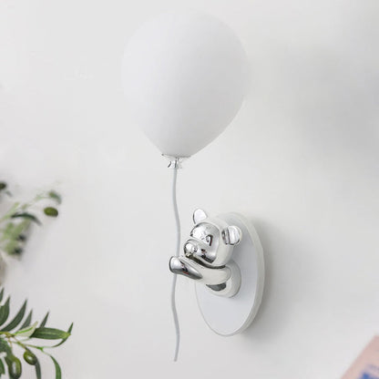 Resin Cartoon Bear Glass Balloon Shade LED Wall Sconce Lamp