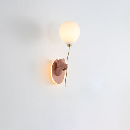 Resin Cartoon Bear Glass Balloon Shade LED Wall Sconce Lamp