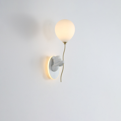 Resin Cartoon Bear Glass Balloon Shade LED Wall Sconce Lamp