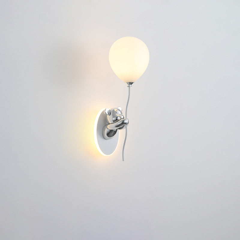 Resin Cartoon Bear Glass Balloon Shade LED Wall Sconce Lamp