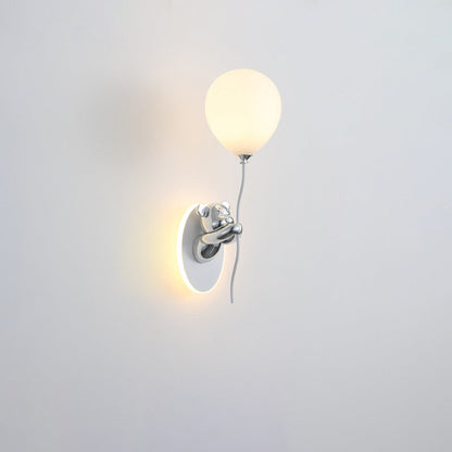 Resin Cartoon Bear Glass Balloon Shade LED Wall Sconce Lamp