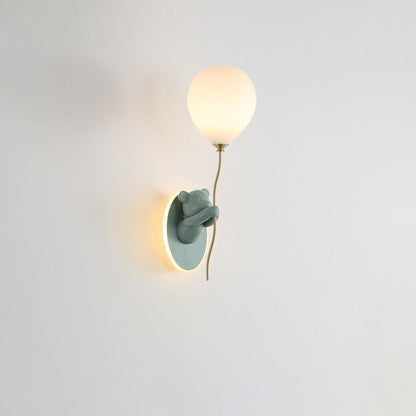 Resin Cartoon Bear Glass Balloon Shade LED Wall Sconce Lamp