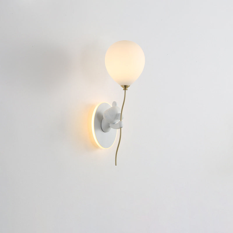 Resin Cartoon Bear Glass Balloon Shade LED Wall Sconce Lamp