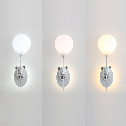 Resin Cartoon Bear Glass Balloon Shade LED Wall Sconce Lamp
