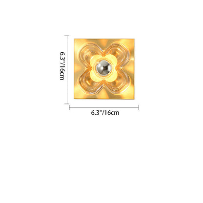 Brass Four-Leaf Clover Glass Shade 1-Light Wall Sconce Lamp