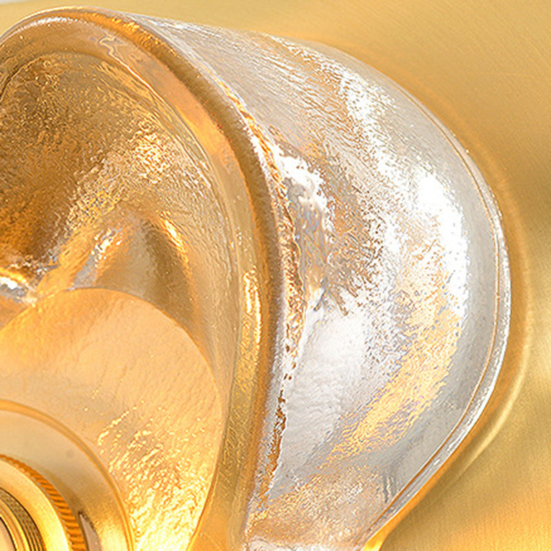 Brass Four-Leaf Clover Glass Shade 1-Light Wall Sconce Lamp
