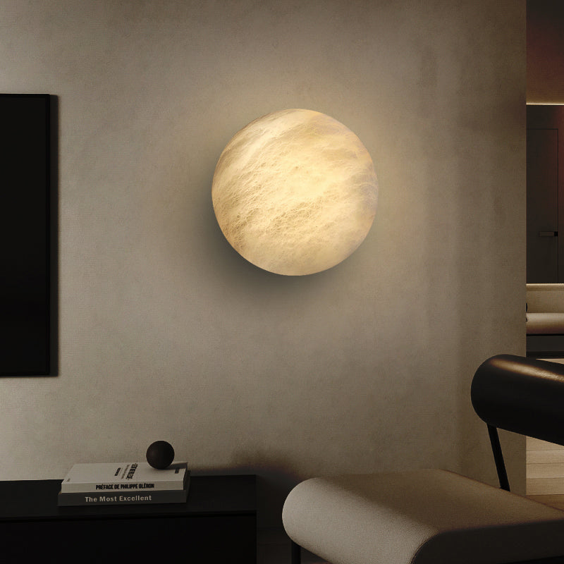 Luxury Copper Marble Round LED Wall Sconce Lamp