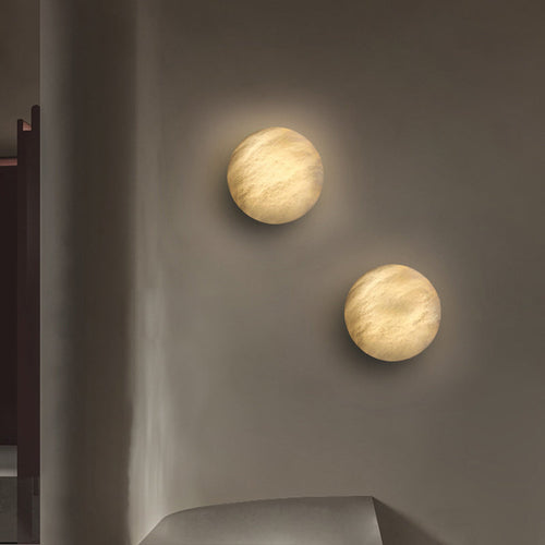 Luxury Copper Marble Round LED Wall Sconce Lamp
