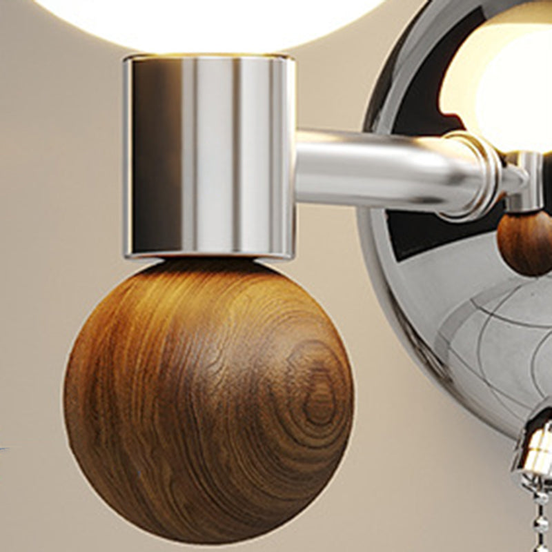 French Iron Eggshell PE Globe Shade LED Wall Sconce Lamp