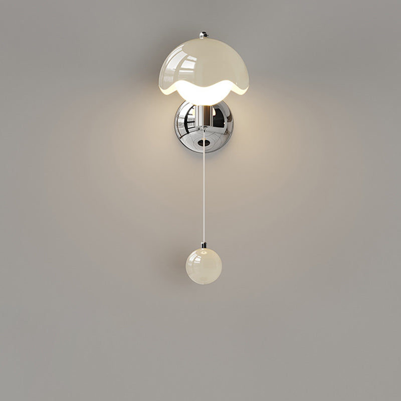 French Iron Eggshell PE Globe Shade LED Wall Sconce Lamp