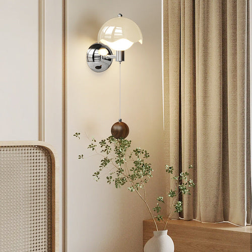 French Iron Eggshell PE Globe Shade LED Wall Sconce Lamp