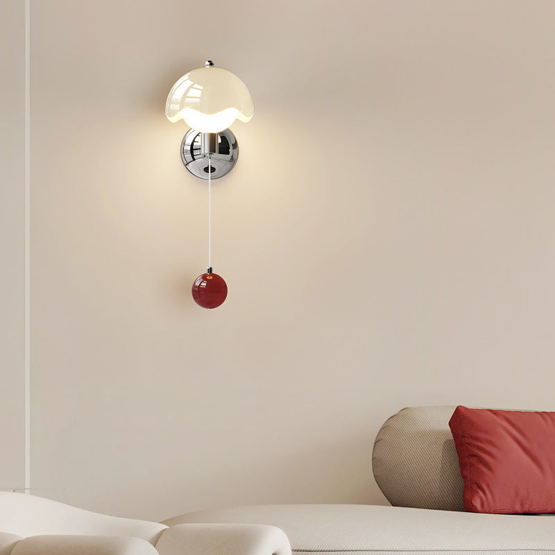 French Iron Eggshell PE Globe Shade LED Wall Sconce Lamp