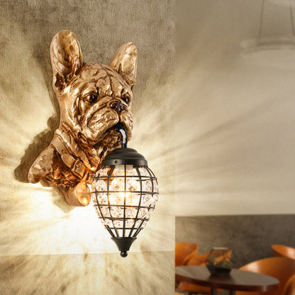 Luxury Resin Crystal Elephant Dog 1-Light Wall Sconce Lamp