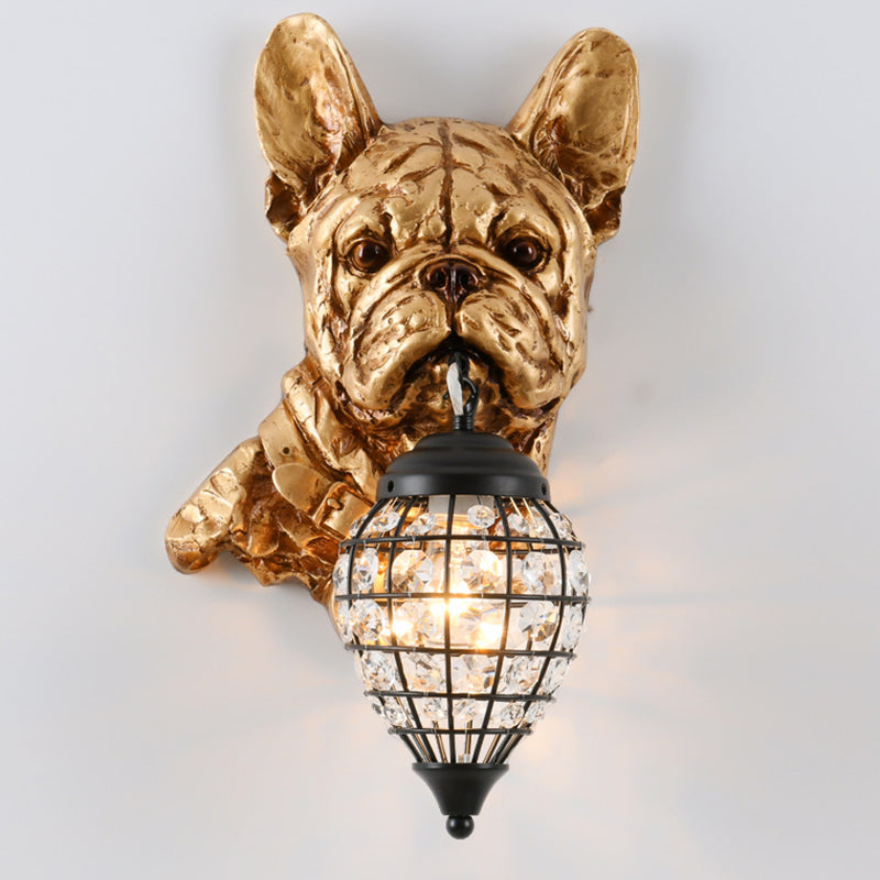 Luxury Resin Crystal Elephant Dog 1-Light Wall Sconce Lamp