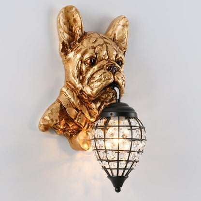 Luxury Resin Crystal Elephant Dog 1-Light Wall Sconce Lamp