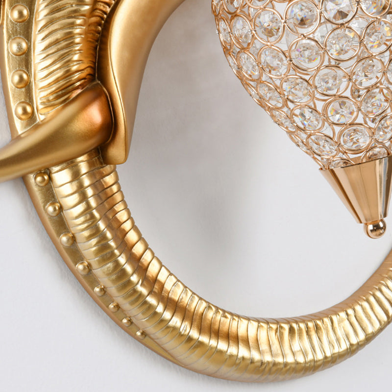 Luxury Resin Crystal Elephant Dog 1-Light Wall Sconce Lamp
