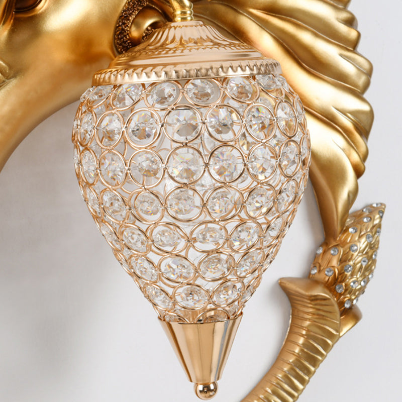 Luxury Resin Crystal Elephant Dog 1-Light Wall Sconce Lamp