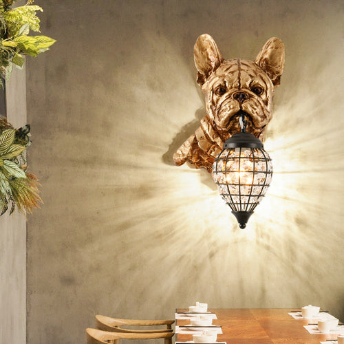 Luxury Resin Crystal Elephant Dog 1-Light Wall Sconce Lamp