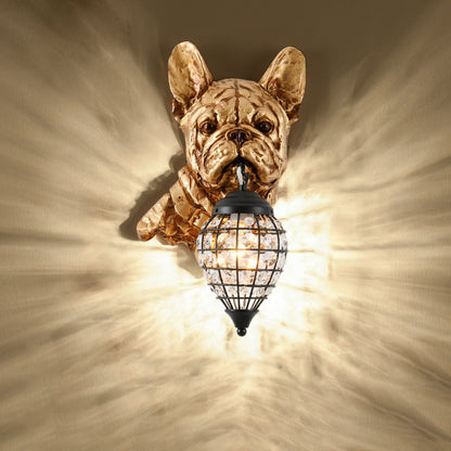 Luxury Resin Crystal Elephant Dog 1-Light Wall Sconce Lamp
