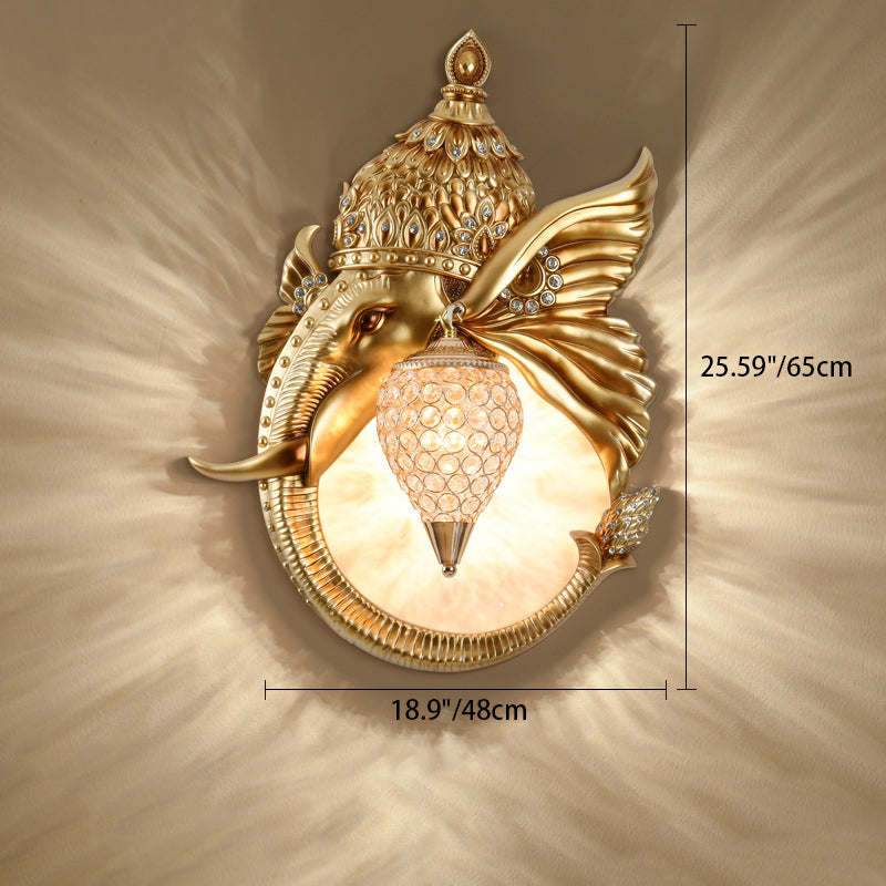 Luxury Resin Crystal Elephant Dog 1-Light Wall Sconce Lamp