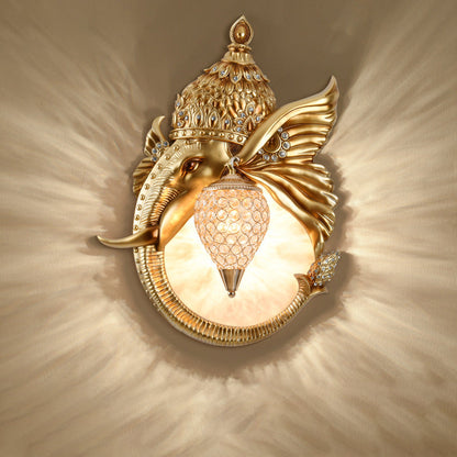 Luxury Resin Crystal Elephant Dog 1-Light Wall Sconce Lamp