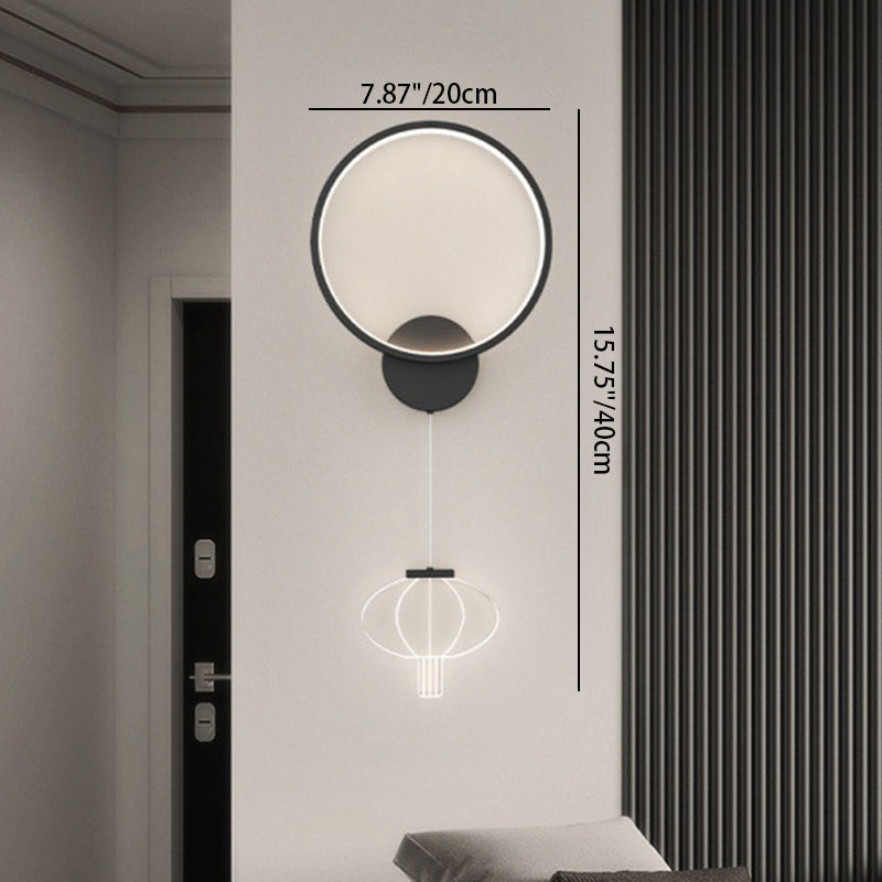 Iron Circle Ring Acrylic Lantern LED Wall Sconce Lamp