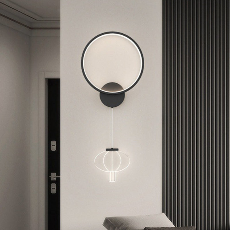 Iron Circle Ring Acrylic Lantern LED Wall Sconce Lamp