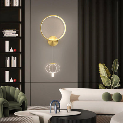 Iron Circle Ring Acrylic Lantern LED Wall Sconce Lamp