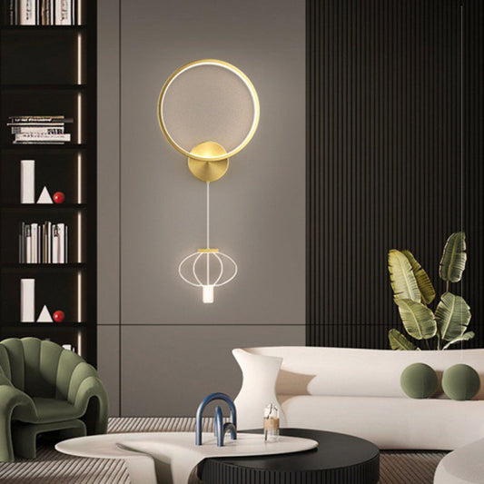 Iron Circle Ring Acrylic Lantern LED Wall Sconce Lamp