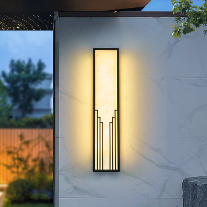 Chinese Imitation Marble Shade LED Outdoor Wall Sconce Lamp