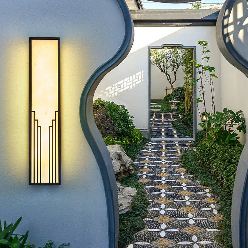 Chinese Imitation Marble Shade LED Outdoor Wall Sconce Lamp