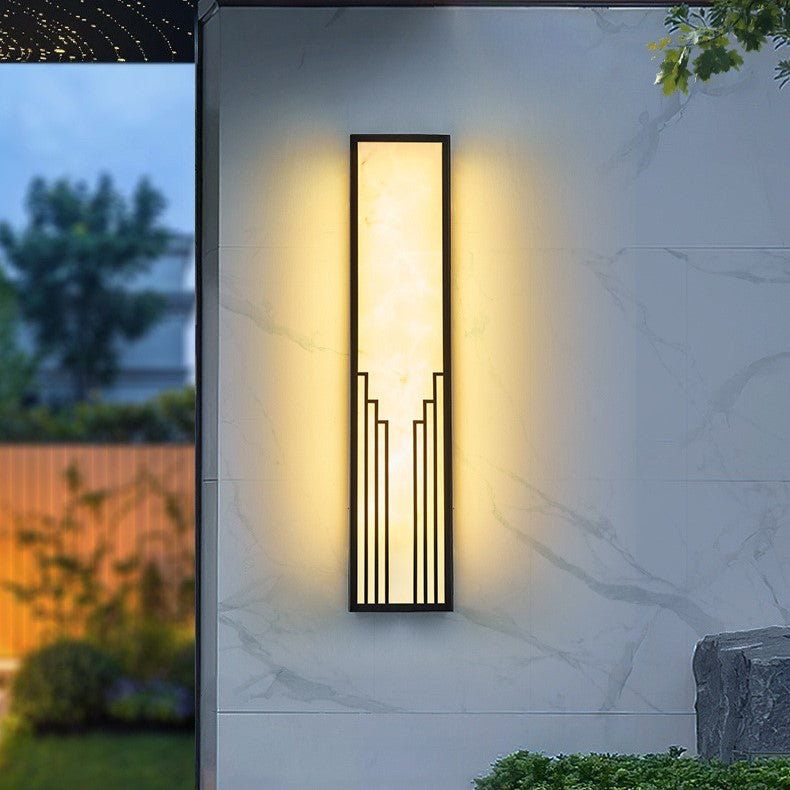 Chinese Imitation Marble Shade LED Outdoor Wall Sconce Lamp