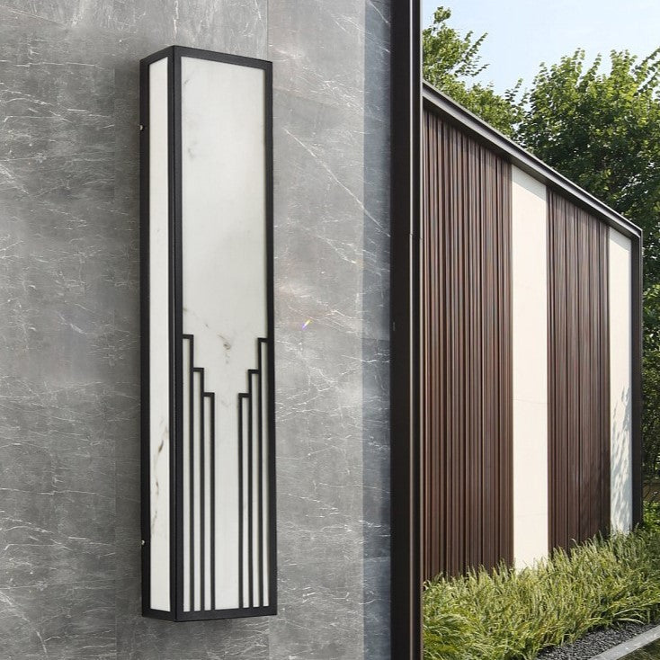 Chinese Imitation Marble Shade LED Outdoor Wall Sconce Lamp