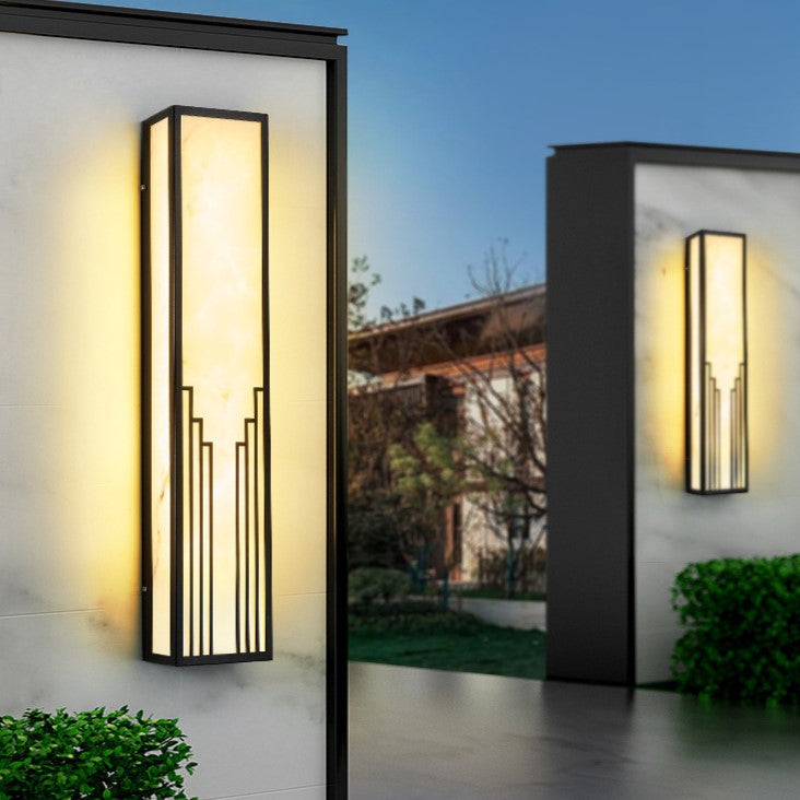 Chinese Imitation Marble Shade LED Outdoor Wall Sconce Lamp