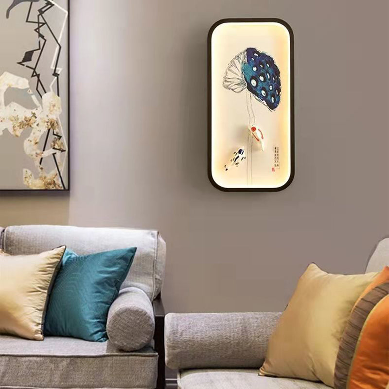 Chinese Leaf Plum Blossom Iron Acrylic LED Wall Sconce Lamp