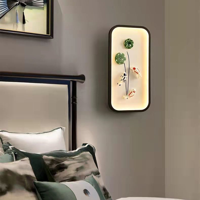 Chinese Leaf Plum Blossom Iron Acrylic LED Wall Sconce Lamp